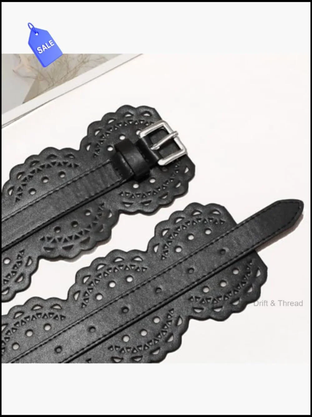Vintage Chunky Wide Waist Belt with Prong Buckle for Dresses